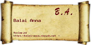 Balai Anna névjegykártya