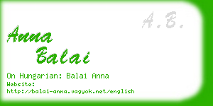 anna balai business card